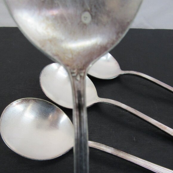 Reed & Barton Pompeian Greek Key & Scrollwork Design Soup Spoons Set of 4 Vntg - Picture 10 of 12